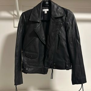 Topshop black leather jacket moto